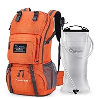 MOUNTAINTOP 40L Hiking Backpack with 3L Hydration Bladder for Women & Men Outdoor Travel Camping Day Pack with Rain Cover, 21.7 x 13 x 7.9 in,Orange