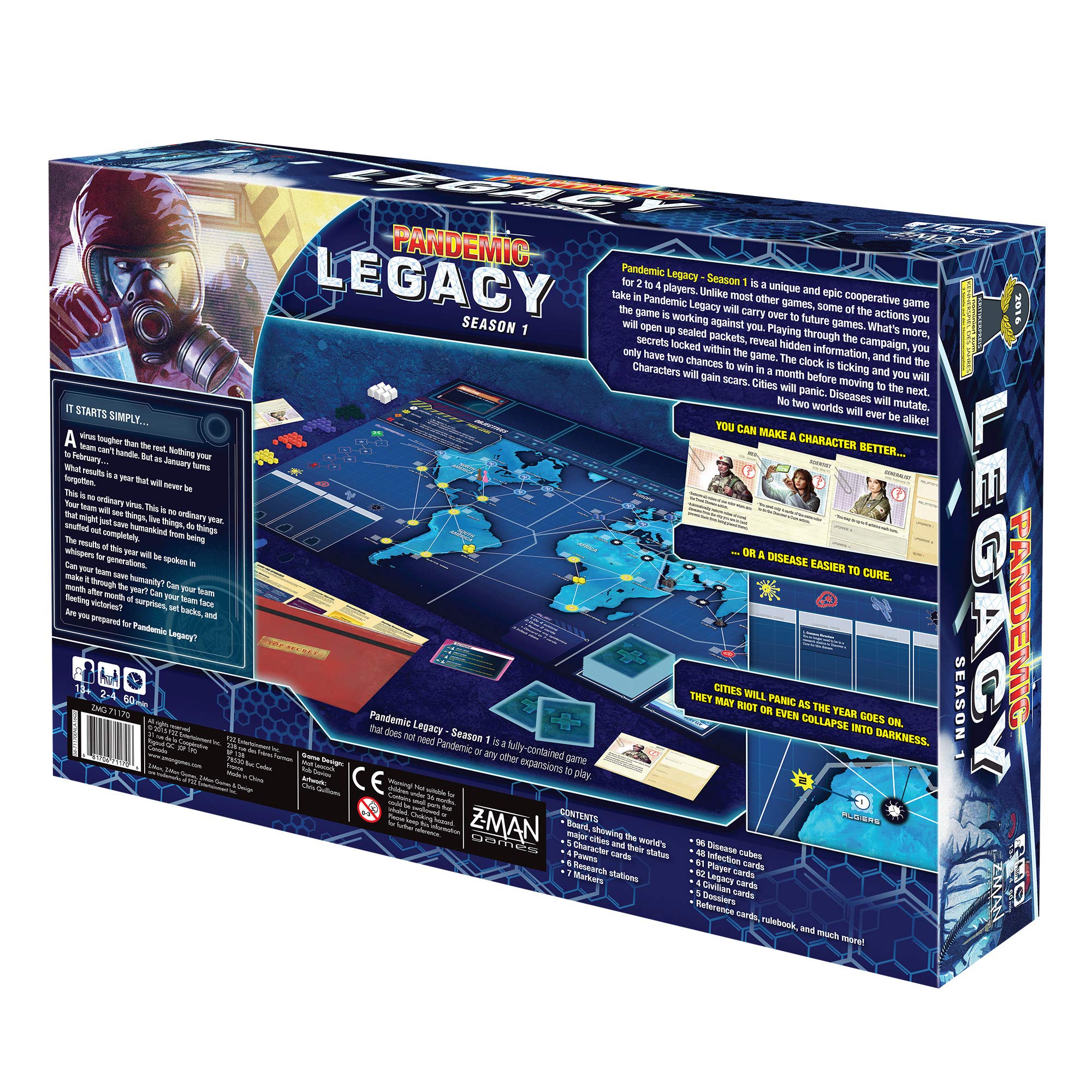 Pandemic Legacy Season 1 Blue Edition Board Game for Adults and Family | Cooperative Board Game | Ages 13+ | 2 to 4 players | Average Playtime 60 minutes | Made by Z-Man Games