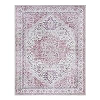 Gertmenian Printed Indoor Boho Area Rug - Non Slip, Ultra Thin, Super Strong, Tufted Rug - Home Décor for Entryway, Bedroom, Living Room - 5x7 Standard, Soha Pink, 28902