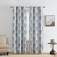 Elrene Home Fashions Raja Boho Print Thermal Blackout Window Curtain Panel with Grommets, Set of 2, 37