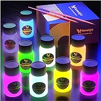 Glow in the Dark Acrylic Paint - Fluorescent Paint for Canvas - Neon Decoration - Blacklight Paint Set – Art Supplies for Adults - Craft Gift for Artists