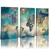 Canvas Wall Art for Living Room - World Map Wall Decor - Large Wall Art for Bedroom - Office Artwork - Map Wall Art 16