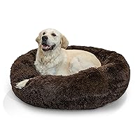 Best Friends by Sheri The Original Calming Donut Cat and Dog Bed in Shag Fur Dark Brown, Large 36