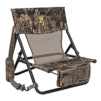 Browning Low-Profile Woodland Hunting Chair with Flat-Folding Design, Durable Steel Frame, Hanging Call Organizer Pocket, and Padded Shoulder Carry Strap