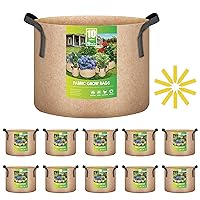 iPower 10-Pack 10 Gallon Plant Bags Heavy Duty Thickened Nonwoven Fabric Potato Growing Pot, Aeration Durable Container with Reinforced Strap Handles, Tan