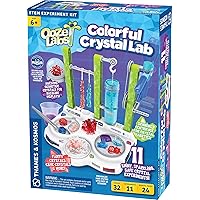 Ooze Labs Colorful Crystal Lab STEM Experiment Kit & Lab Setup | Awesome Geometric Crystals, Dazzling Displays, with 11 Shiny, Sparkly, Safe Experiments | Stickers to Decorate Your Lab