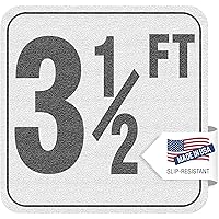 3 1/2FT Pool Depth Markers, 6x6 Inches Vinyl Pool Stickers, Swimming Pool Number Markers, Pool Safety Signage, Adhesive Pool Depth Markers Stickers for Decks, Made in USA