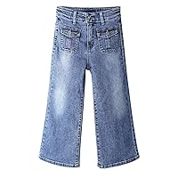 KIDSCOOL SPACE Girls Jeans, 12M-13T Wide Size Range Wide-Leg Flared Stretchy Denim Pants