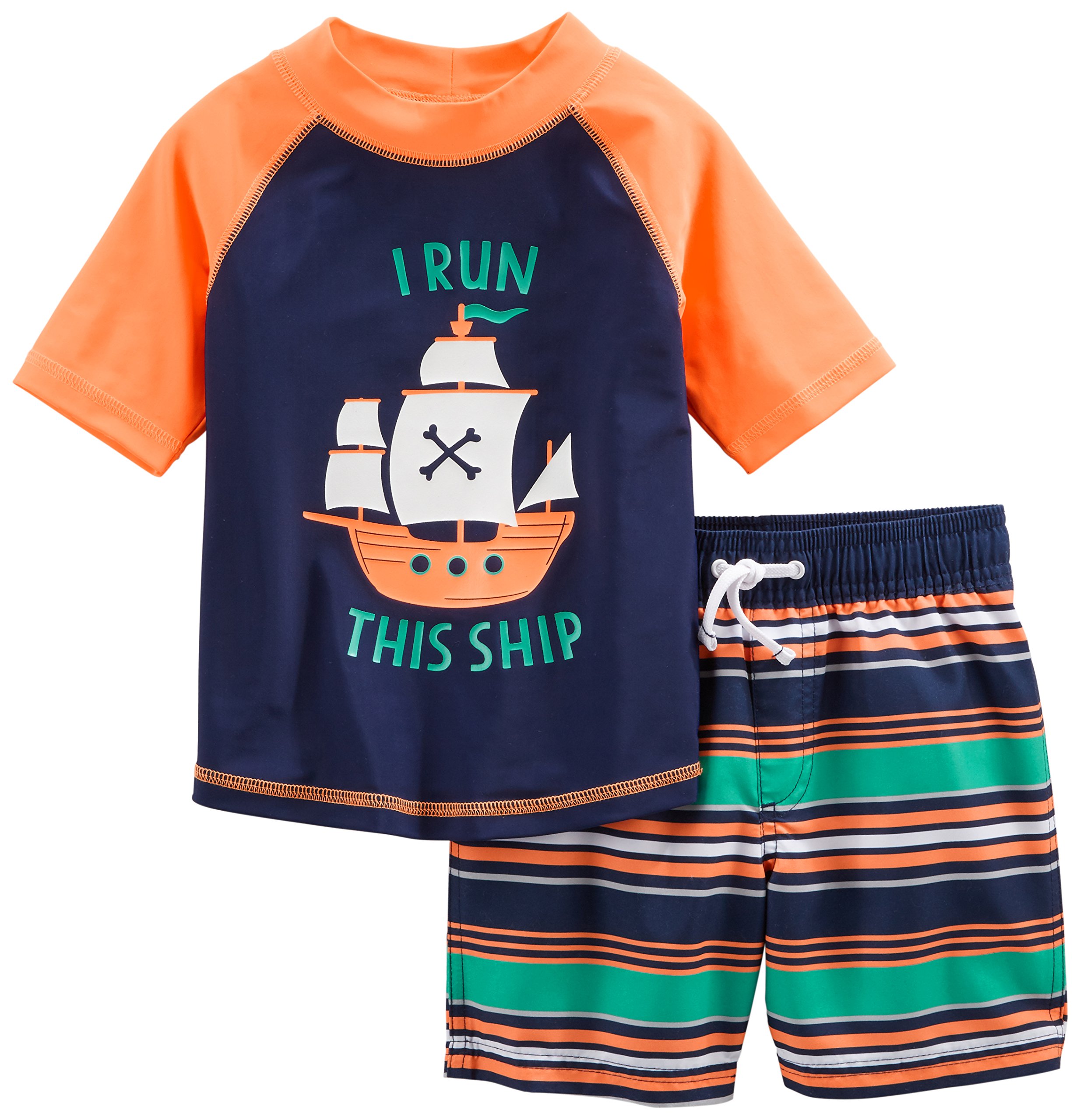 Simple Joys by Carter's Toddlers and Baby Boys' Swimsuit Trunk and Rashguard Set, Multipacks