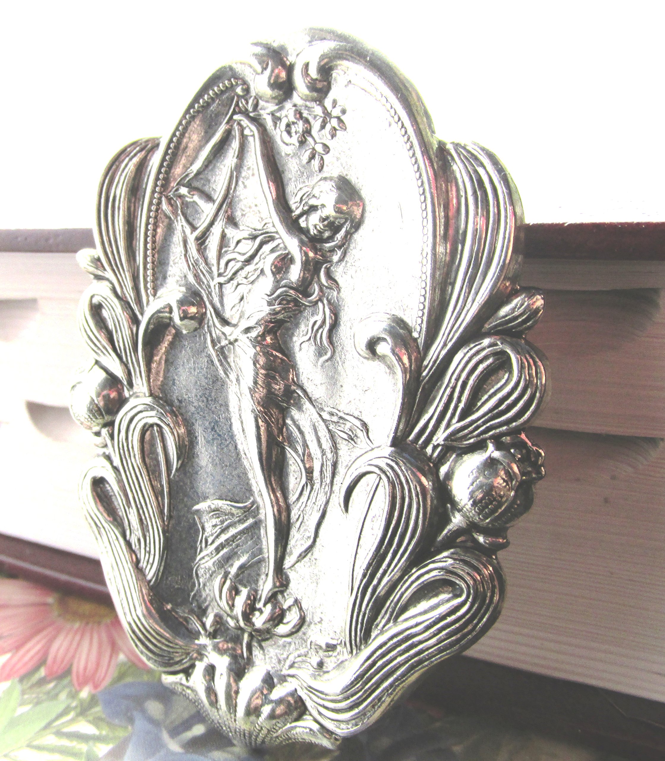Alphonza Muncha Inspired Large Pin Retro Art Nouveau Inspired French Lapel Brooch Pin Lady Pin