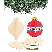 Baker Ross AV605 Wooden 3D Baubles - Pack of 6, Perfect for Children to Design and Decorate, Ideal for School, Home Crafting and Craft Groups