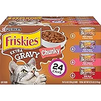 Purina Friskies Gravy Wet Cat Food Variety Pack, Extra Gravy Chunky - (Pack of 24) 5.5 oz. Cans