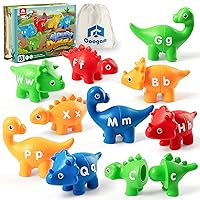 Coogam Matching Letters Fine Motor Toy, 26 PCS Double-Sided ABC Dinosaur Alphabet Match Game with Uppercase Lowercase, Preschool Educational Montessori Learning Toys for Toddlers Boys Girls