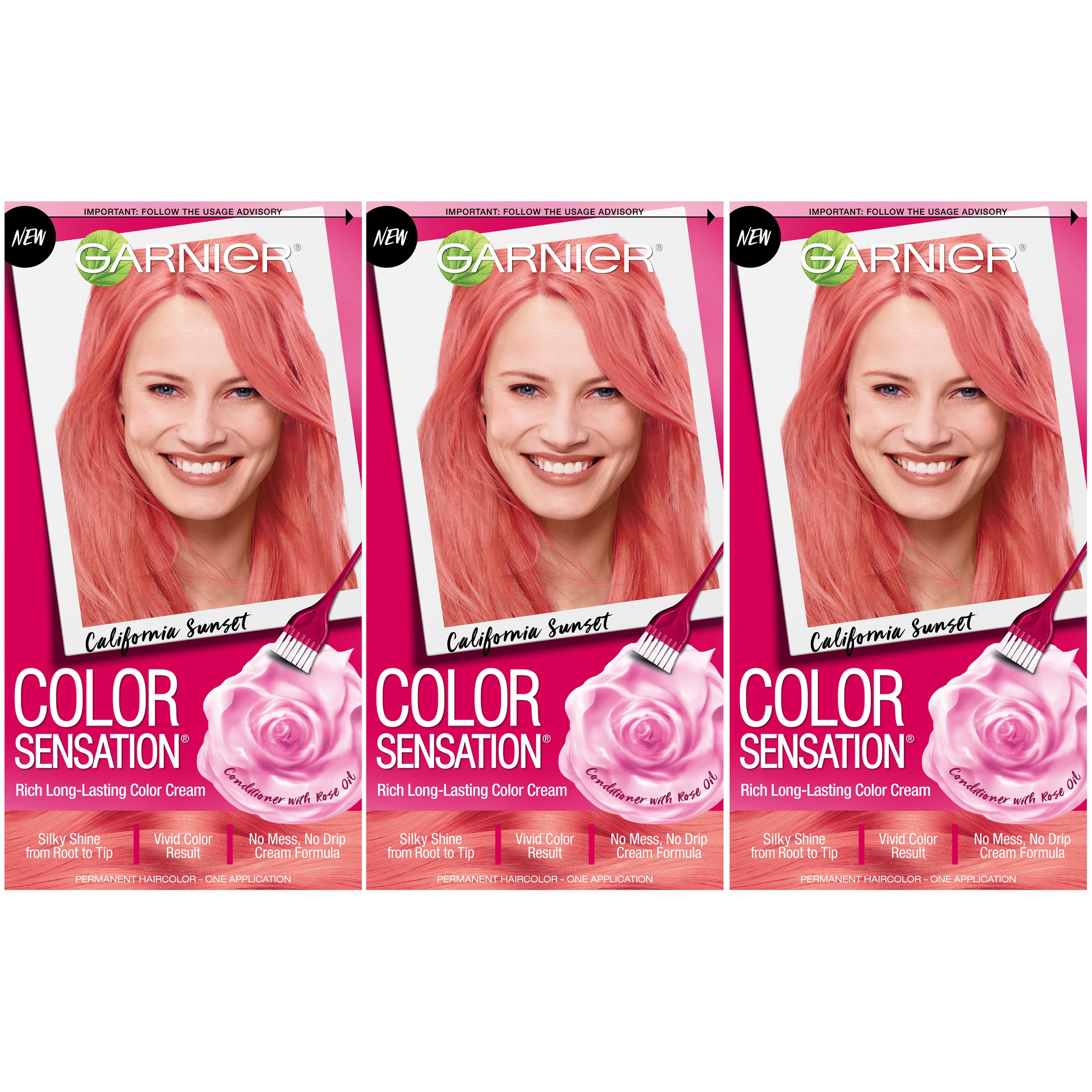 Mua Garnier Hair Color Sensation Hair Cream, California Sunset Coral Pink,  (Pack of 3) trên Amazon Mỹ chính hãng 2023 | Fado