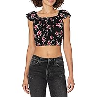 Angie Women's Button Front on/Off Shoulder Crop Top
