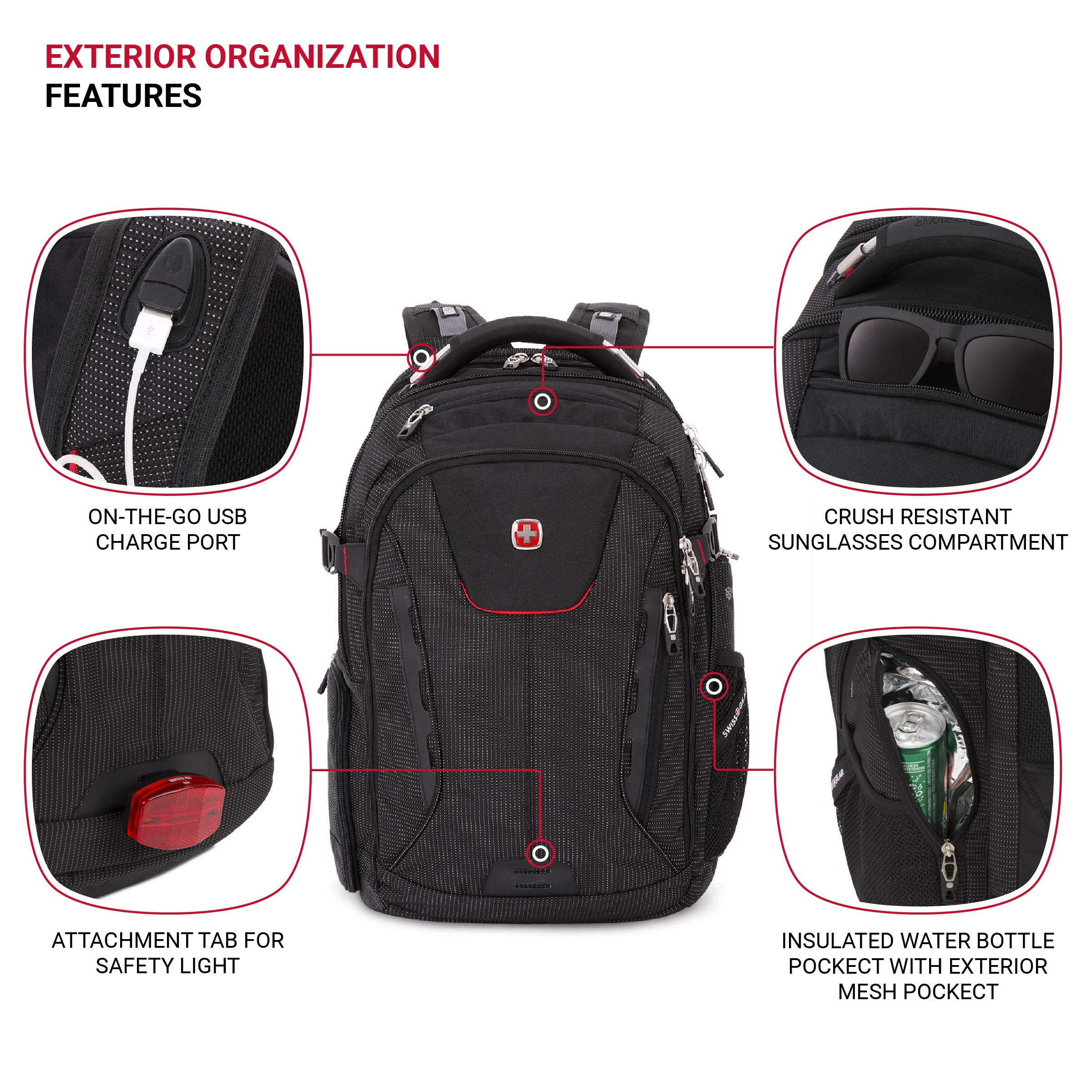 SwissGear 5358 USB ScanSmart Laptop Backpack, Dark Grey, Large