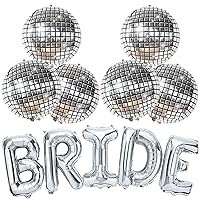 KatchOn, Giant Bride Balloons Silver - 40 Inch | Silver Disco Ball Balloons - Pack of 6 | Silver Bride Balloons for Bridal Shower Decorations | Disco Balloons for Disco Bachelorette Party Decorations