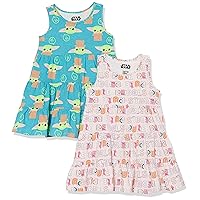 Amazon Essentials Disney | Marvel | Star Wars | Frozen | Princess Girls' Knit Sleeveless Tiered Dresses (Previously Spotted Zebra), Pack of 2, Star Wars Child, XX-Large