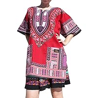 RaanPahMuang Branded Dashiki Short Mini Dress Summer Long Cut Shirt Africa Plus
