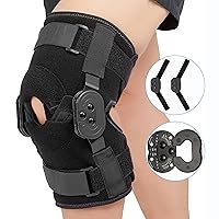 Nvorliy ROM Metal Hinged Knee Brace, Adjustable Open Patella Pad, Medical Knee Immobilizer for ACL, Post Op, Tendon, Orthopedic Rehab and Meniscus Injuries, Fit Right & Left Leg, Women & Men