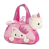 Aurora World Fancy Pals Pet Carrier, Peek-A-Boo Princess Kitty Pink, White, 7 inches