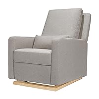 Babyletto Sigi Recliner and Glider in Performance Grey Eco-Weave with Light Wood Base, Water Repellent & Stain Resistant, Greenguard Gold and CertiPUR-US Certified