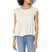 Womens Short Sleeve Crew Neck Embroidered Dolman Top