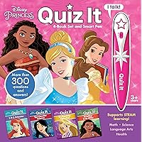 Disney Princess Moana, Rapunzel, Ariel, and More! - Quiz it Pen 4-Book Set and Talking Smart Pen - Interactive Educational Book Set with Toy Sound Pen - PI Kids
