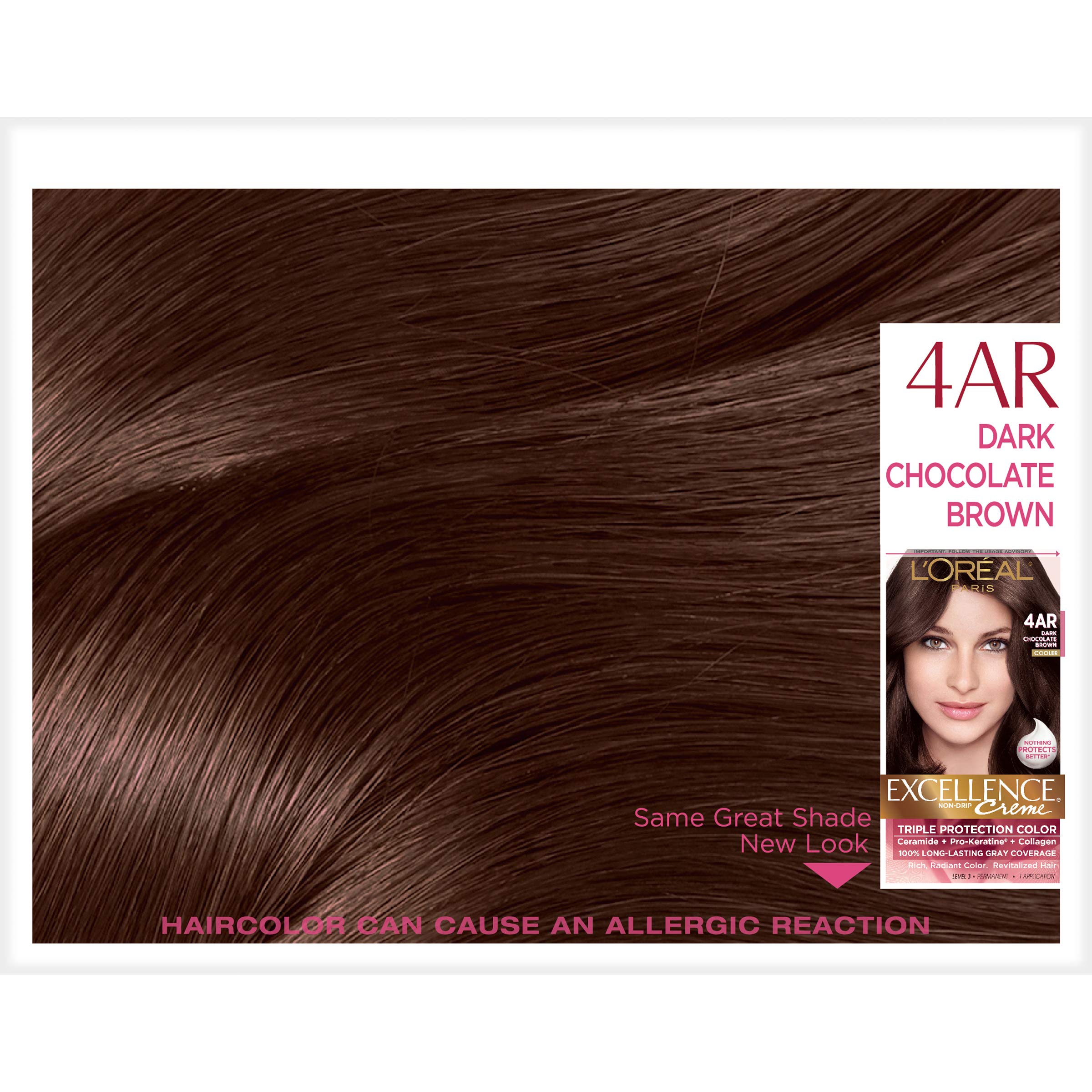 L'Oreal Paris Excellence Creme Permanent Hair Color, 4AR Dark Chocolate Brown (Pack of 3)