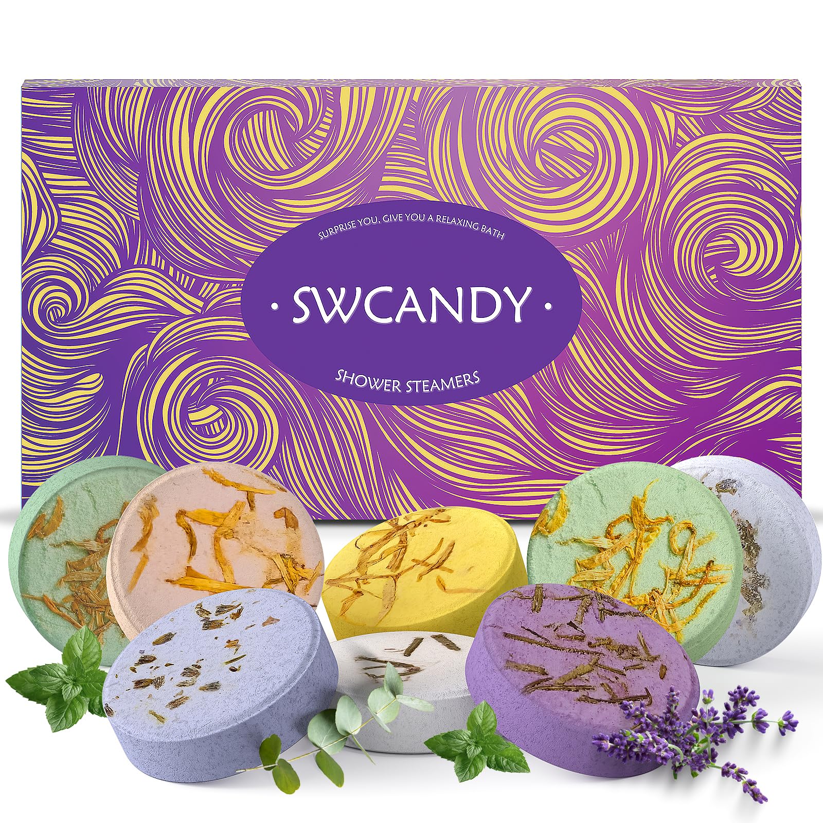 Aromatherapy Shower Steamers Birthday Day Gifts Lavender - Swcandy 8 Pcs Bath Bombs Birthday Gifts for Women, Shower Bombs with Essential Oils, Relaxation Home SPA for Women Who Has Everything