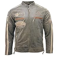 Men's Real Racing Black Nappa Leather Moto Biker Jacket…