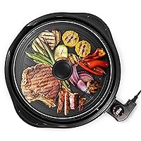 Elite Gourmet EMG1100 Electric Indoor Nonstick Grill, Dishwasher Safe, Cool Touch, Fast Heat Up Ideal Low-Fat Meals, Includes Tempered Glass Lid, 11