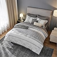 Queen Size Bedding Set - 7 Pieces Hotel Style Queen Bed in a Bag，Grey Comforter Set with Comforter, Sheets, Pillowcases & Shams