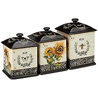 3 Piece French Sunflowers Canister Set, 56 oz/60 oz/96 oz, Multicolored