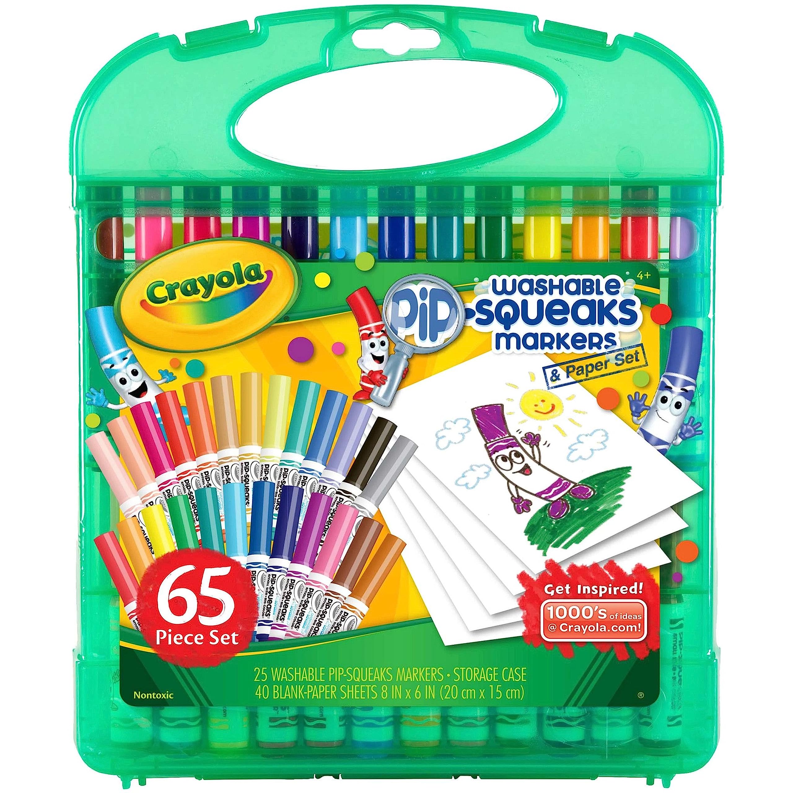 Crayola Pip Squeaks Marker Set (65ct), Washable Markers for Kids, Kids Art Supplies for Classrooms, Mini Markers for School, Ages 4+