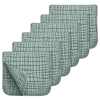 Looxii Muslin Burp Cloths 100% Cotton Large 20''x10'' Extra Soft and Absorbent 6 Pack Baby Burping Cloth for Boys Girls (Dark Green)