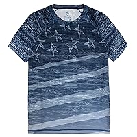 US Flag Tee Performance Men's Made in USA Patriotic American Flag Crew Neck T-Shirt