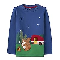Gymboree Boys' and Toddler Fall and Holiday Embroidered Graphic Long Sleeve T-Shirts
