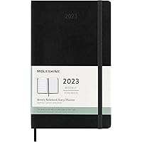 Moleskine 2023 Weekly Notebook Planner, 12M, Large, Black, Soft Cover (5 x 8.25)