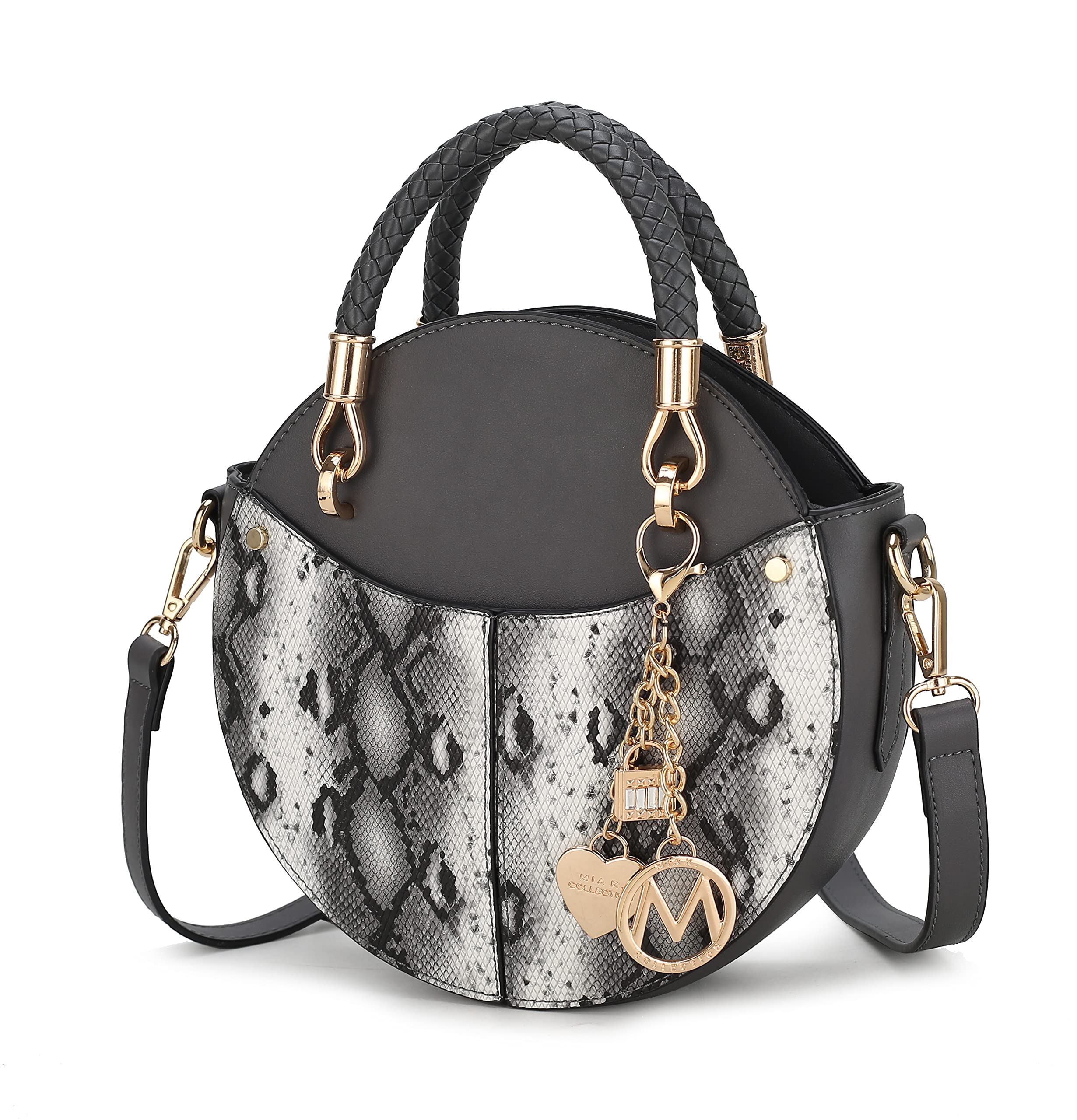 MKF Stylish Round Crossbody Bag for Women – PU Leather Wristlet Handbag – Lady Fashion Circle Messenger Purse