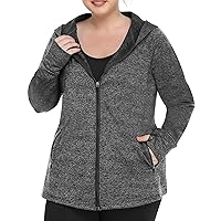 Grey Plus size fleece jacket plus size Sports hoodiess Casual Polar plus size full zip coat plus size workout jackets for women XXXL