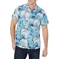 Suslo Couture Men's Slim Fit Wrinkle Free Hawaiian Button Down