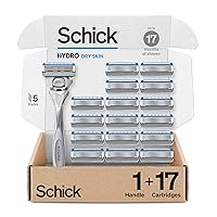 Schick Hydro Dry Skin Razor, 1 Razor Handle and 17 Cartridges | Razors for Men, 5 Blade Razor Men, Mens Razors for Shaving, Razor Blades for Men, 1 Handle with 17 Razor Blades Refills