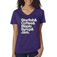 New Way 457 - Women's V-Neck T-Shirt Starfish Coffee Maple Syrup Jam