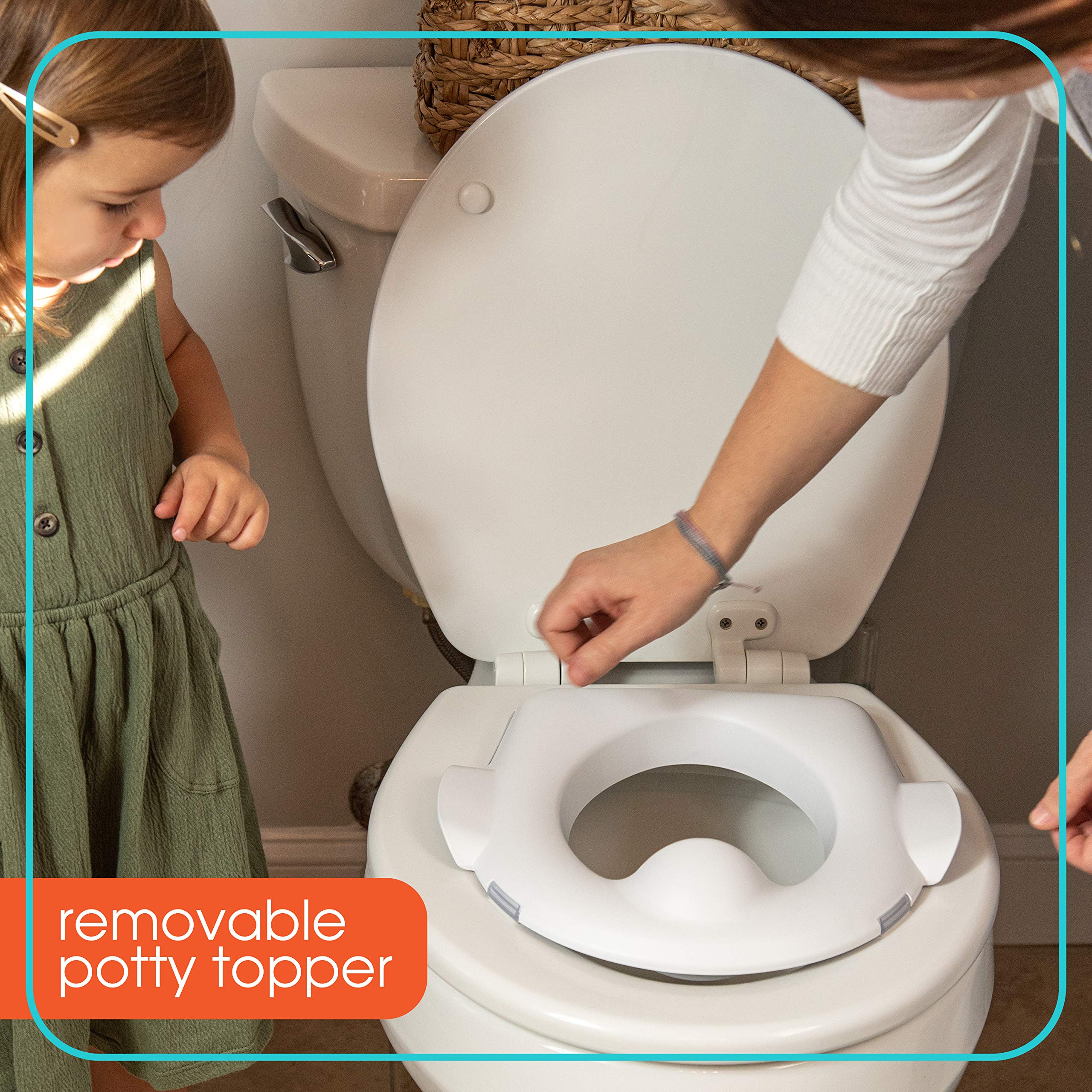Summer My Size Potty with Transition Ring & Storage, White - Realistic Potty Training Toilet - Features Interactive Toilet Handle, Removable Potty Topper and Pot, Wipe Compartment, and Splash Guard
