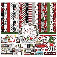 Inkdotpot Red Green Christmas Theme Collection Double,Sided Scrapbook Paper Kit Cardstock 12