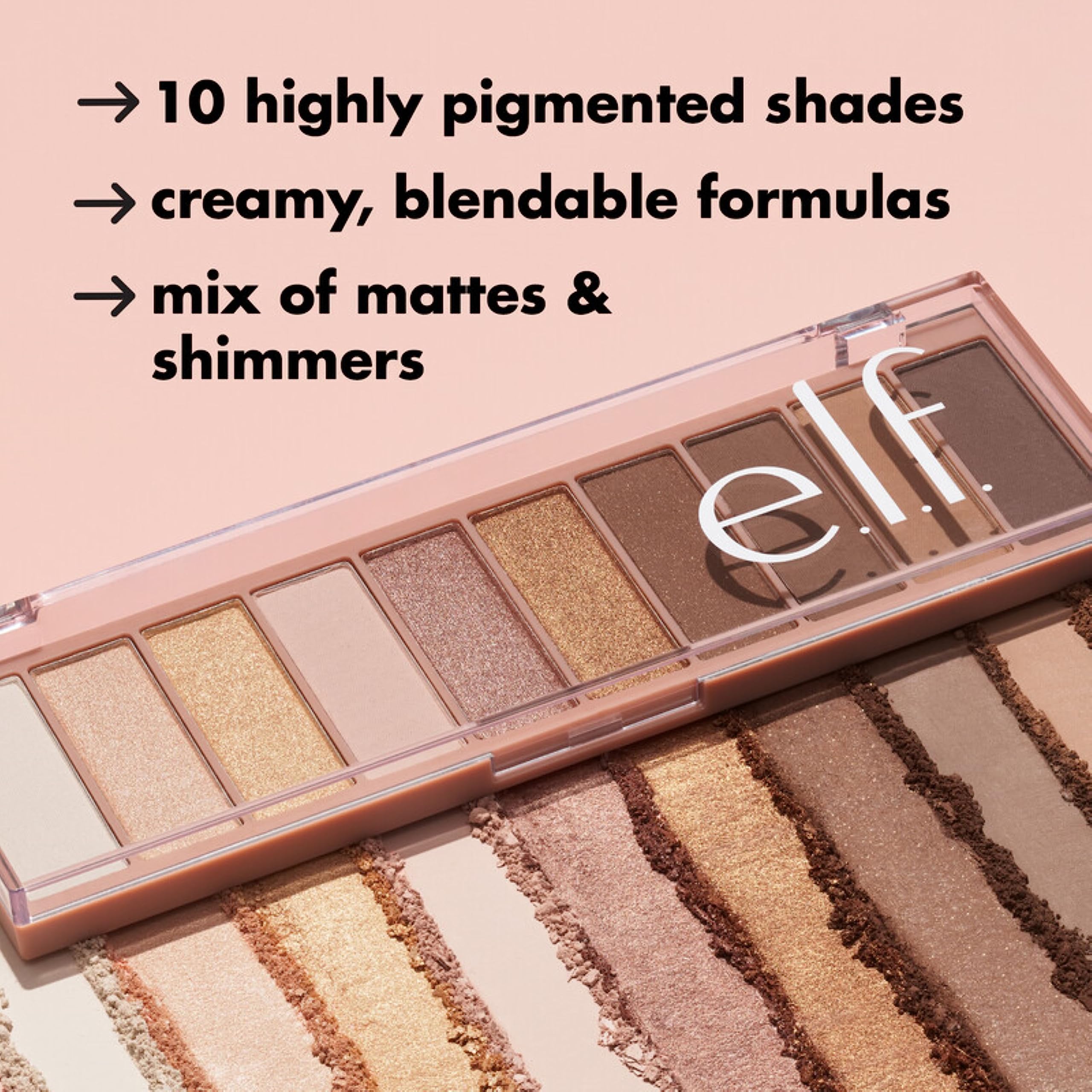 e.l.f. Perfect 10 Eyeshadow Palette, Ten Ultra-pigmented Neutral Shades, Smooth, Creamy & Blendable Formula, Vegan & Cruelty-free, Summer Breeze