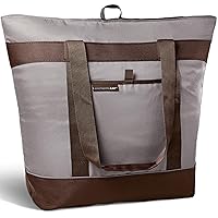 Rachael Ray Jumbo Chillout Thermal Tote, Insulated Soft Sided Cooler Bag, Foldable Reusable and Leak Proof Food Grocery Bag, Portable Travel Cooler, Hot or Cold Carrier, Sea Salt Grey