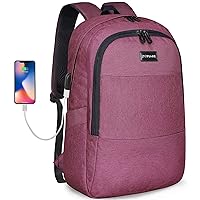 ZOMAKE Travel Laptop Backpack Water Resistant Anti-Theft Bag with USB Charging Port and Lock 14/15.6Inch Computer Business Backpacks Gift for Men Women(15.6 IN,A-Wine Red)