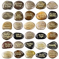 50 Pcs Inspirational Stones Different Words Encouragement Engraved Rocks Bulk Garden Stepping Stones Outdoor Scripture Stones Gift Stones for Friends Family as Christmas Gift 1